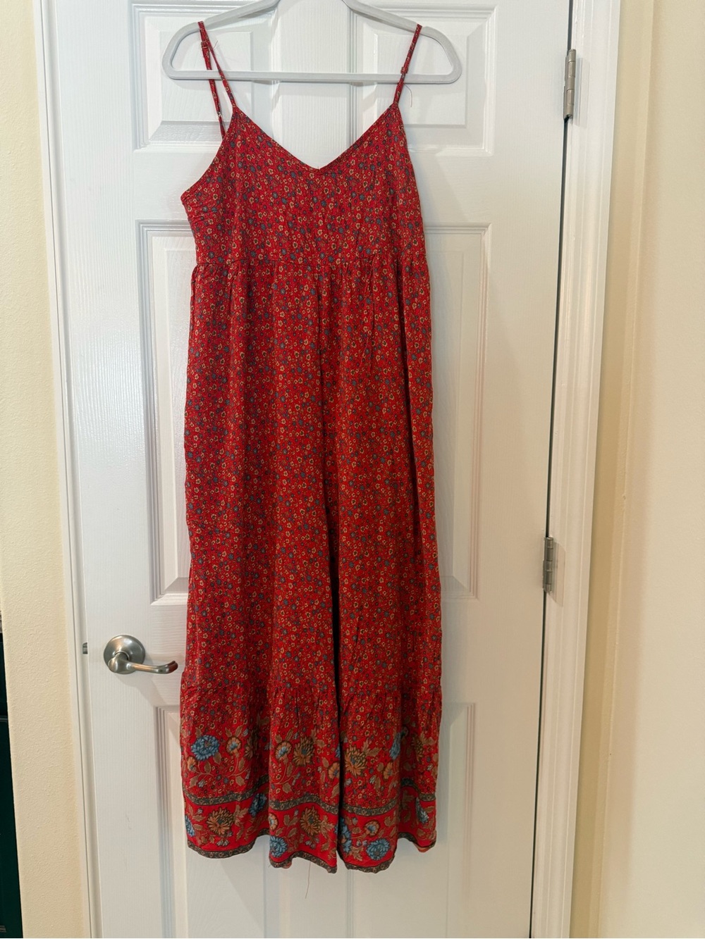 Natural Life Red Floral Spaghetti-Strap Floral Crop Pantsuit
